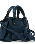 Grained Calfskin Neo Classic Silver Hardware Mini City Petrol Blue