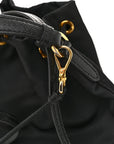 Saffiano Tessuto Nylon Mini Bucket Crossbody Bag Black