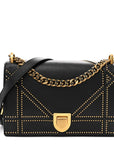 Lambskin Studded Medium D1ORama Flap Bag Black