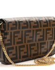 Vitello Soft F is FNDI Bi-Color FF 1974 Embossed Envelope Wallet On Chain with Pouches Maya Black