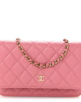Caviar Quilted Wallet on Chain WOC Pink