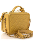 Caviar Quilted Small CC Filigree Vanity Case Yellow