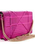 Metallic Patent Micro-Cannage D1ORama Wallet on Chain Pouch Pink