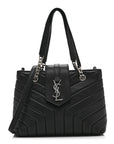 Calfskin Y Quilted Monogram Small Loulou Shopper Black