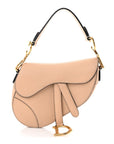 Grained Calfskin Mini Saddle Bag Beige