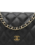 Caviar Quilted Wallet on Chain WOC Black