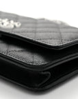 Caviar Quilted CHNL 19 Wallet On Chain WOC Black White