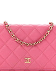 Caviar Quilted Wallet on Chain WOC Pink