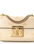 Grained Calfskin Bee Star Small Padlock Shoulder Bag White