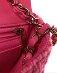 Wool Tweed Quilted Mini Rectangular Flap Dark Pink Fuchsia