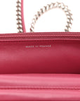 Lambskin Quilted Boy Wallet On Chain WOC Dark Fuchsia