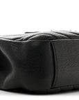 Sheepskin Matelasse Chevron Monogram Monochrome Medium College Bag Black
