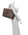 Coated Canvas Calfskin La Greca Signature Shopper Tote Bag Black Caramel