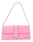 Calfskin Crocodile Embossed Le Bambino Long Pink