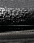Grain De Poudre Matelasse Chevron Monogram Monochrome Envelope Chain Wallet Black