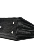 Calfskin Crocodile Embossed Baby Sac De Jour Black