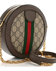 GG Supreme Monogram Web Mini Ophidia Round Shoulder Bag Brown