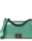 Glazed Calfskin Medium Boy Flap Green