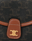 Canvas Calfskin Triomphe Mini Besace Tan