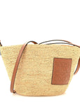 Calfskin Raffia Paulas Ibiza Pochette Bag Natural Tan