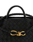 Nappa Intrecciato Medium Andiamo Shoulder Bag Black