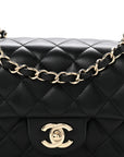 Lambskin Quilted Mini Rectangular Flap Black