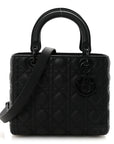 Ultra Matte Calfskin Cannage Medium Lady D1OR Black