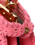 Vitello King Shiny Nappa Intreccio Petite Peekaboo I SEE U Satchel Pink Dalia