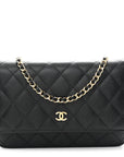 Caviar Quilted Wallet on Chain WOC Black