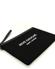 Linen Canvas Rive Gauche Zipped Pouch Black