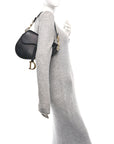 Grained Calfskin Saddle Bag Black