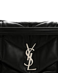 Lambskin Quilted Medium Loulou Puffer Monogram Chain Satchel Black