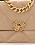 Lambskin Quilted Medium CHNL 19 Flap Dark Beige