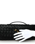 Nappa Intrecciato Long Andiamo Top Handle Clutch Black