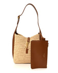 Raffia Calfskin Le 5 A 7 Small Hobo Natural Brick