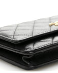 Caviar Quilted Perforated Metal CC Wallet On Chain WOC Black