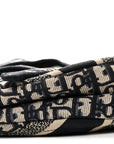 Oblique Embroidered Saddle Bag Blue