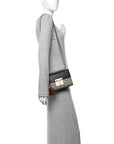 GG Supreme Monogram Calfskin Small Padlock Shoulder Bag Beige Black Cuir