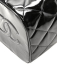 Patent Quilted Top Handle Vanity Case Black