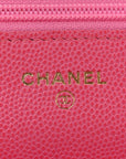 Caviar Quilted Wallet on Chain WOC Pink