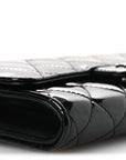 Patent Quilted Wallet On Removable Chain WOC Black