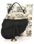 Grained Calfskin Mini Saddle Bag Black