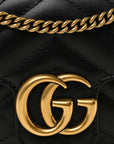 Calfskin Matelasse Super Mini GG Marmont Shoulder Bag Black