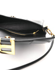 Natural Smooth Calfskin Small Hourglass Sling Bag Black