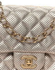 Metallic Lambskin Perforated Mini Square Flap Light Pink