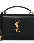 Coated Bark Calfskin Sunset Chain Wallet Black