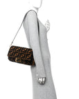 Shearling Vitello Dolce Macro FF 1974 Baguette Tobacco Black