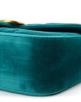 Velvet Matelasse Mini GG Marmont Shoulder Bag Pavone Cyan