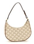 Canvas Calfskin Ava Triomphe Shoulder Bag White