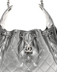 Metallic Caviar Quilted Small CHNL 25 Handbag Anthracite